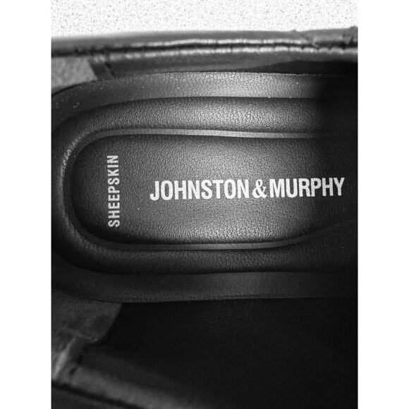 Johnston & Murphy Sheepskin Monk Strap Dress Shoes Mens 9M Black Leather